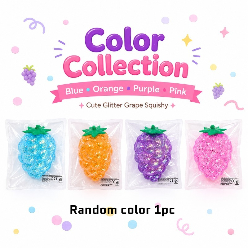 Pearl Grape Squeeze Relax Toy, Shiny Fruit-Shaped